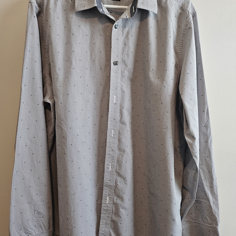 Michael Kors Men's Gray Patterned Dress Shirt